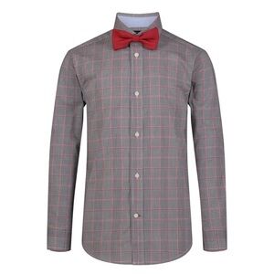 NEW Tommy Hilfiger Big Boys Long Sleeve Stretch Deco Glen Plaid Shirt and Bow